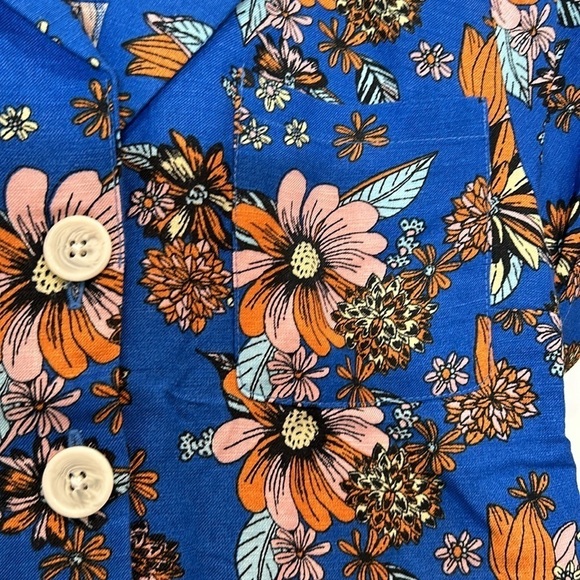 ModCloth Summer Camp Solstice Romper Blue/floral button front medium new w tags - Picture 5 of 10